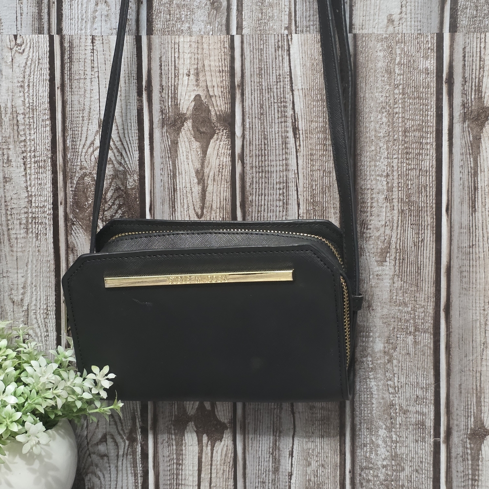 Steve Madden Black Crossbody Bag with Gold Detail